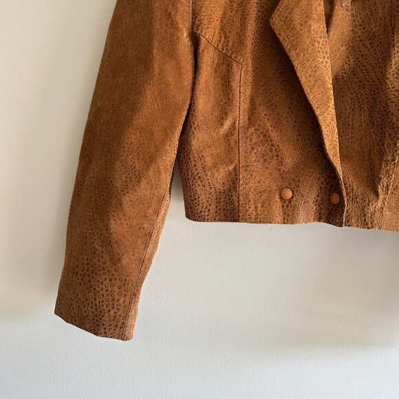 Vintage Danier Camel Leather Croco Crop Blazer - Picture 6 of 11